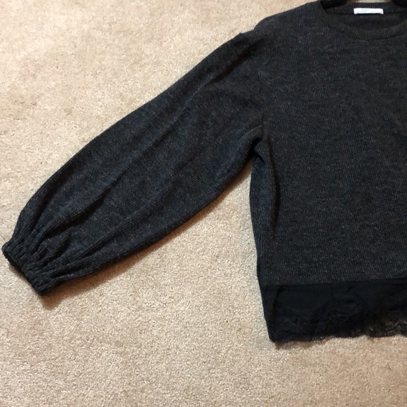 Zara Dark Charcoal top with lace trim details - Picture 6 of 6